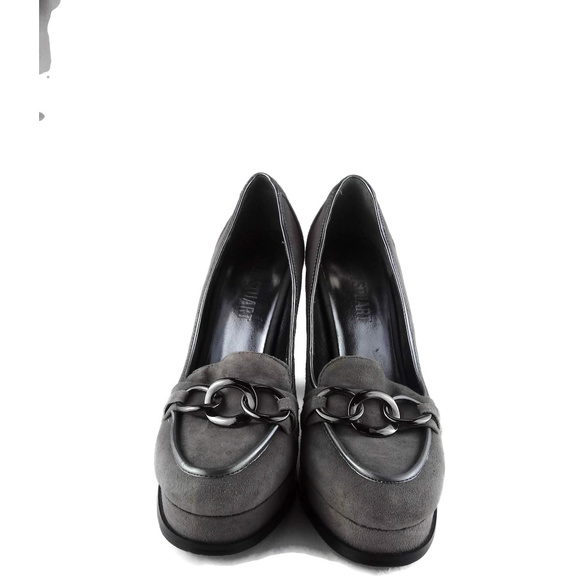 COLIN STUART Grey Suede Platform Heeled Loafer - Picture 4 of 7